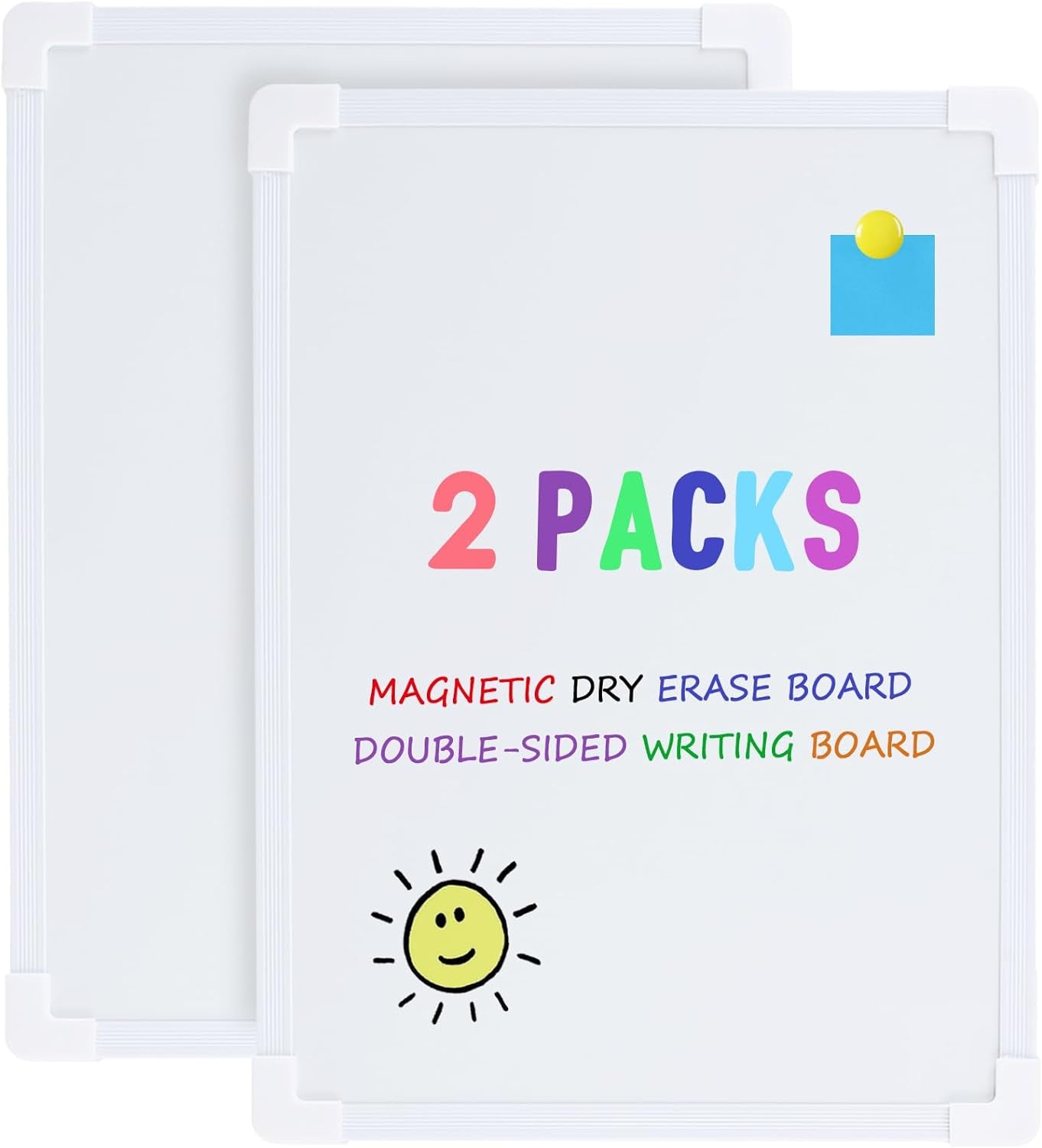 2 PCS Magnetic Small White Board Dry Erase Double-Sided Writing, Small Dry Erase Board 8”X11”, Portable Hangable Mini Whiteboard Small Whiteboard for Wall, Mini Dry Erase Board for Kids Students