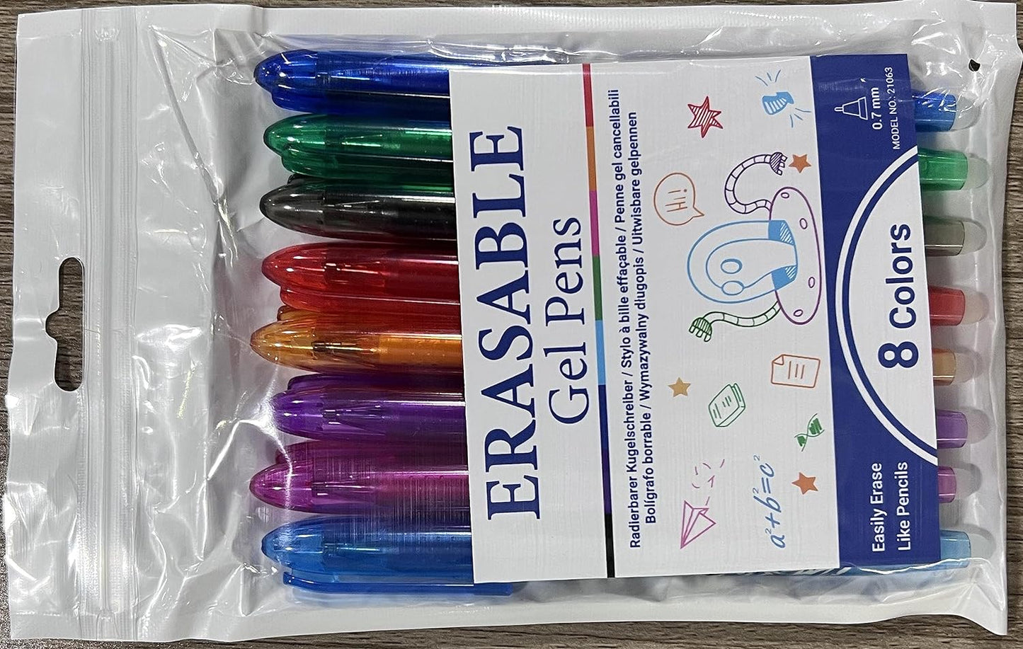 Erasable Pens, Erasable Gel Pens 0.5Mm Tip Rub Out Pens with Rubber for Adults Kids Students School Office Stationary Supplies Gifts - 8 Colors