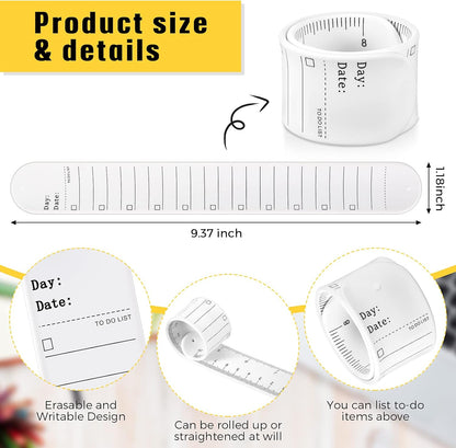 Reusable Silicone Memo Wrist Band Wearable Memo Wristband Waterproof to Do List Slap Bracelets Writable Erasable Strap Wearable Memo Watchband for Nurse CNA Week Daily Planner(2 Pieces)