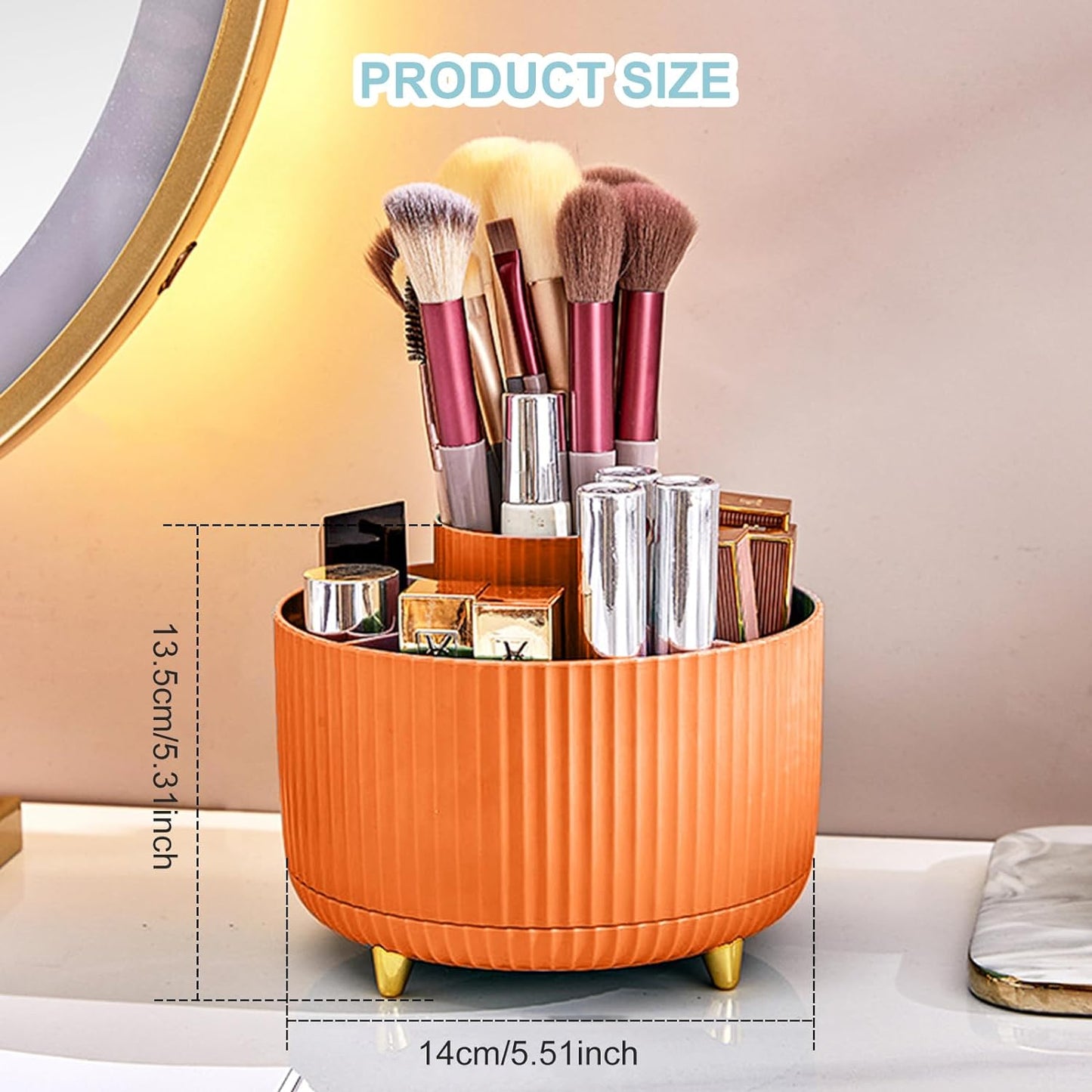 Pencil Holder for Desk,5 Slots 360°Degree Rotating Desk Organizers and Accessories,Desktop Storage Stationery Supplies Organizer, Cute Pencil Cup Pot for Office, School, Home