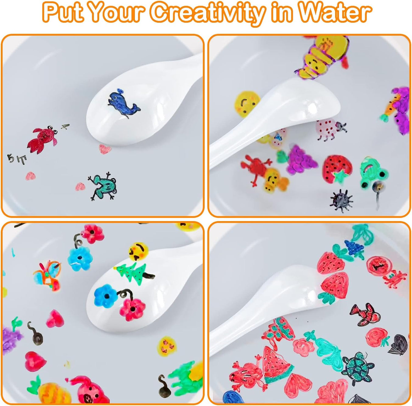 Magical Water Painting Pen,Doodle Water Floating Pens,8/12 Colors Magical Water Painting Markers with Ceramic Spoon+Erasing Whiteboard Toy Gift for 3 4 5 6 7 8 Year Old Boys Girls Kids