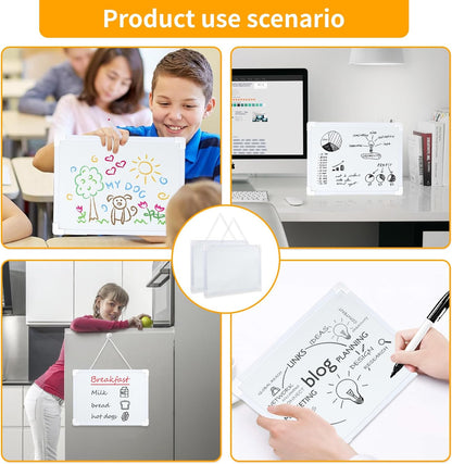 2 PCS Magnetic Small White Board Dry Erase Double-Sided Writing, Small Dry Erase Board 8”X11”, Portable Hangable Mini Whiteboard Small Whiteboard for Wall, Mini Dry Erase Board for Kids Students