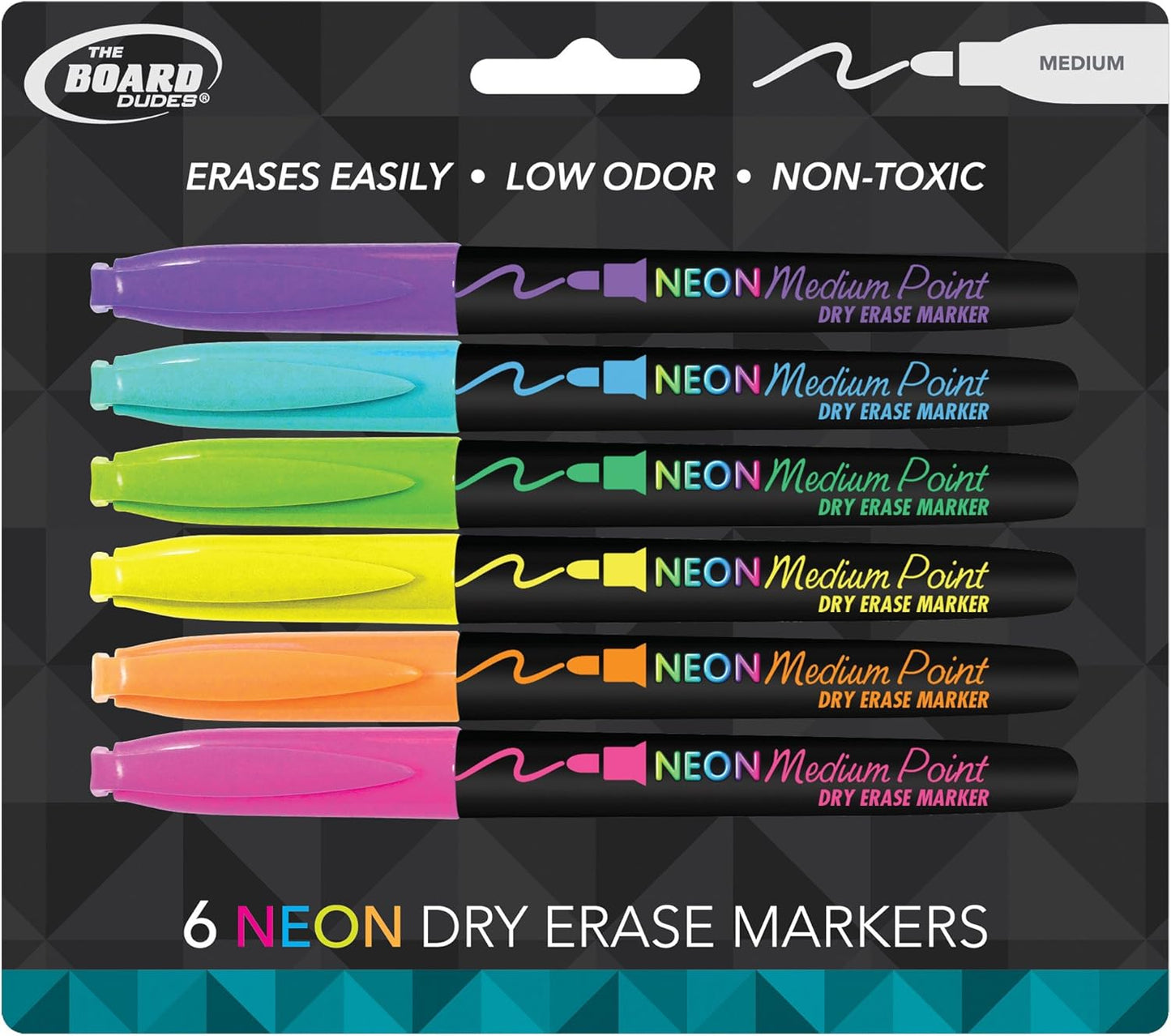 CYJ58 Medium Point Dry Erase Markers - Neon, 6 Count